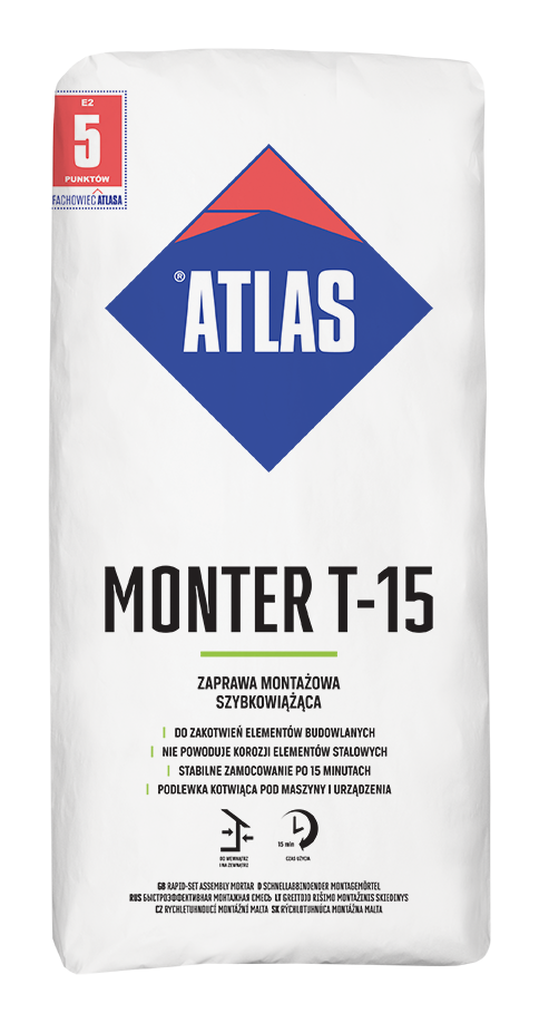 ATLAS Monter T-15 rýchlotvrdnúca montážna malta/25kg - Parapetrol